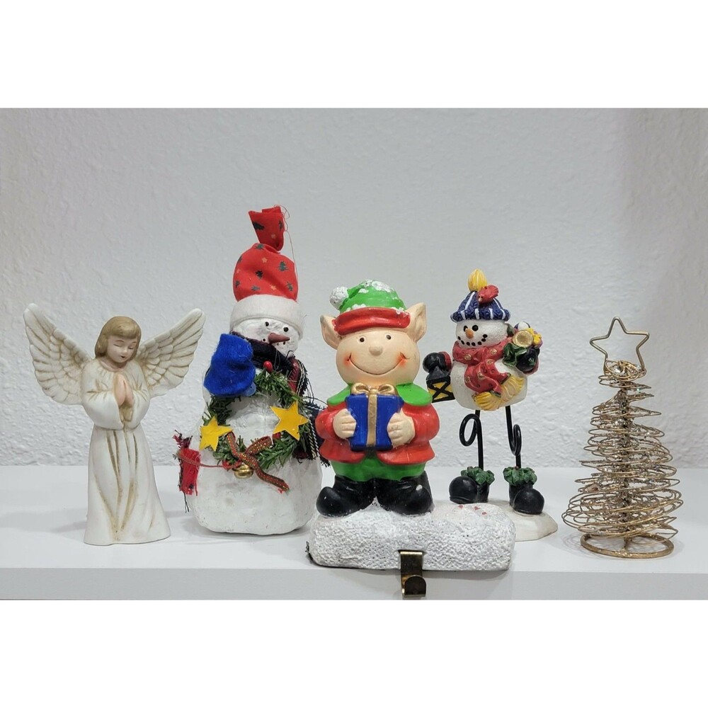 Vintage Christmas Decor Assortment Holiday Ornaments Lot of 5 Pieces - Snowman